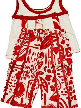 Red and White Kid's Capri Set - Handmade